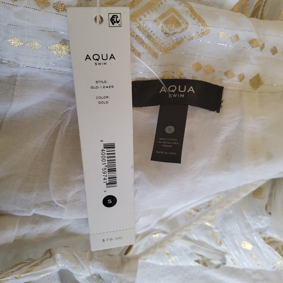 Aqua Swim Ruffle Print Maxi Midi Coverup Skirt Size S Gold White New - Picture 6 of 10